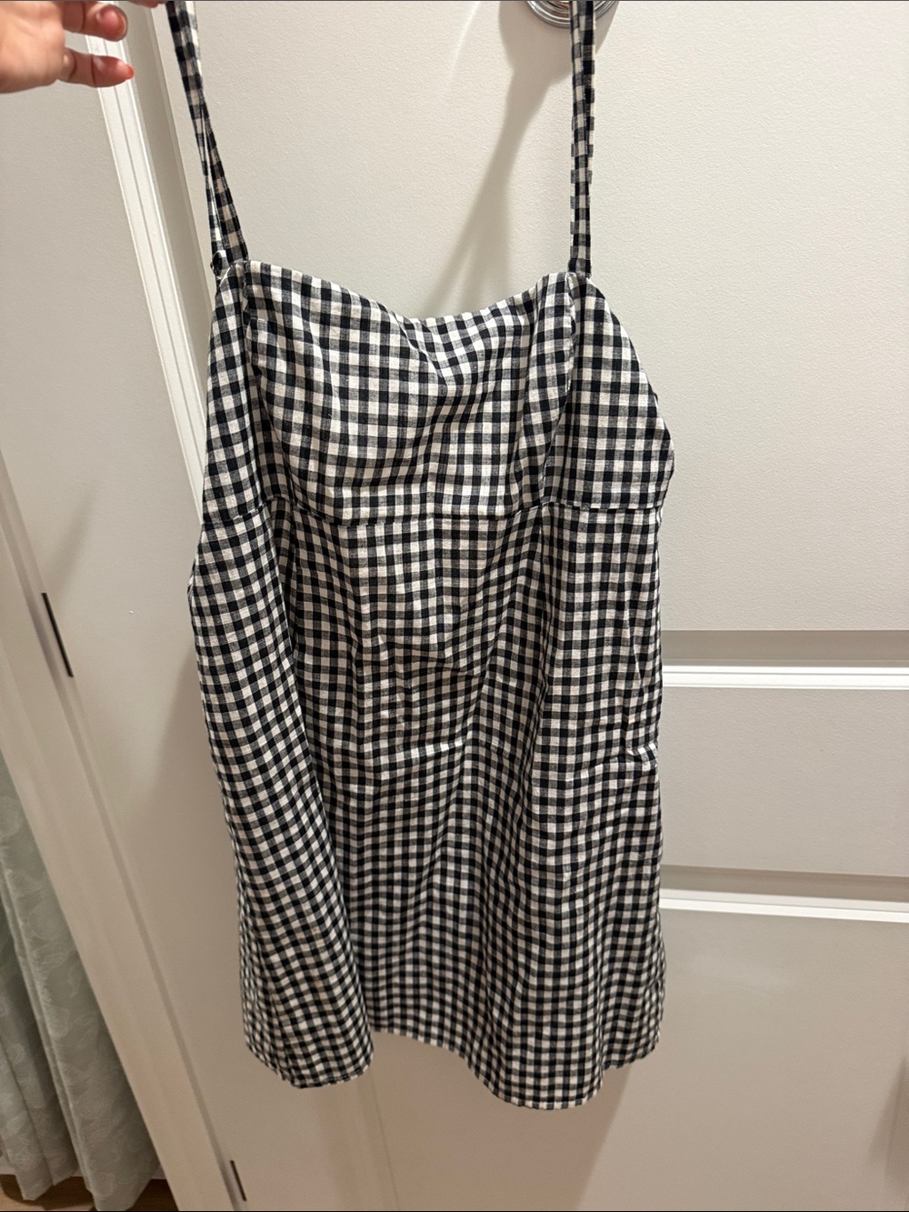 Girls Black and White Gingham Sundress - Sleeveless Spaghetti Strap